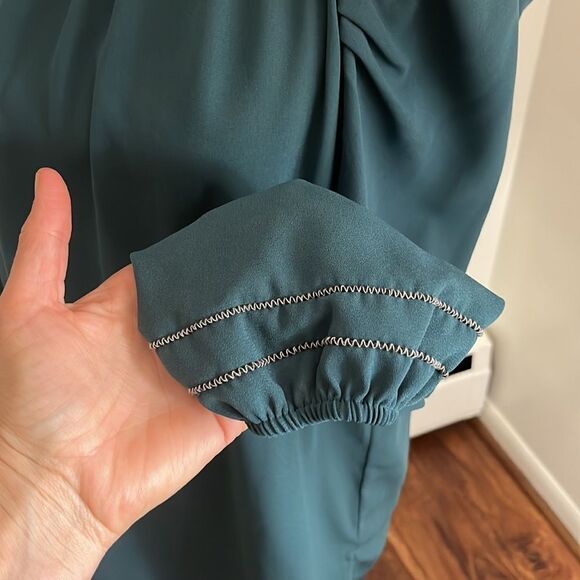 Brochu Walker teal puff sleeve Blouse medium - Picture 2 of 4